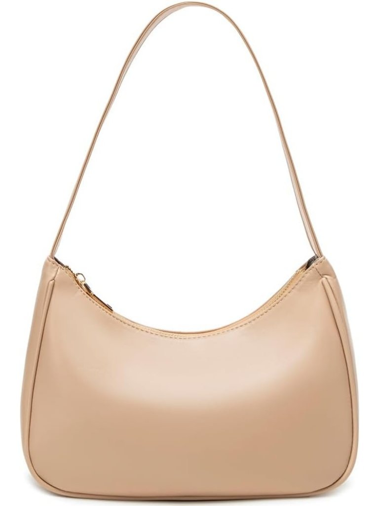 Women's Khaki Hobo Shoulder Bag Mini Tote Handbag Zipper Clutch Purse
